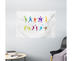 Colorful Kids Basketball Wide Tapestry
