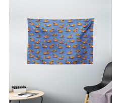 Funny Cartoon Mascots Wide Tapestry