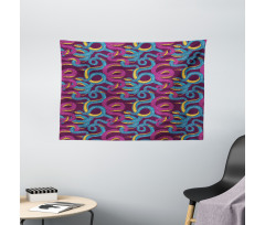 Hand Drawn Art Snakes Wide Tapestry