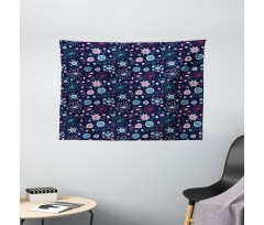Pansy Bluebell Dandelion Wide Tapestry