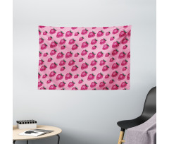 Pop Art Style Strawberry Wide Tapestry
