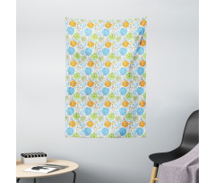 Doodle Leaves and Hearts Tapestry