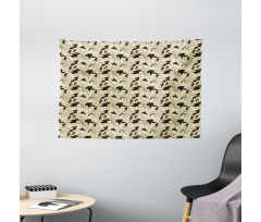 Sketch Style Kitten Design Wide Tapestry