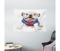 Puppy with Flag Wide Tapestry