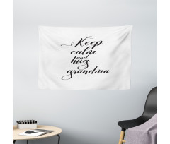 Hugging Grandma Calligraphy Wide Tapestry