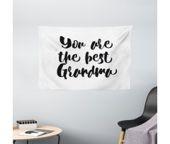 Black and White Words Wide Tapestry