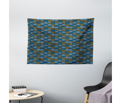 Abstract Oriental Motif Wide Tapestry