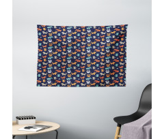 Cat Dog and Mouse Wide Tapestry