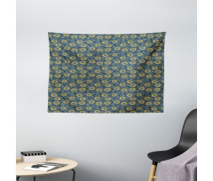 Fresh Green Foliage Leaves Wide Tapestry