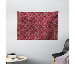 Foliage Silhouette Motif Wide Tapestry