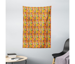 3D Ring Shapes Grunge Tapestry