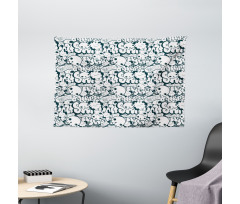 Skulls and Graffiti Doodle Wide Tapestry