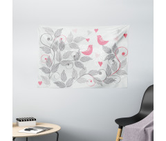 Retro Love Birds Wide Tapestry