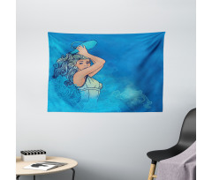 Woman Lady Arts Wide Tapestry