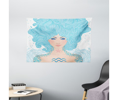Blue Woman Wide Tapestry