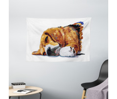 Sleeping Puppy Wide Tapestry