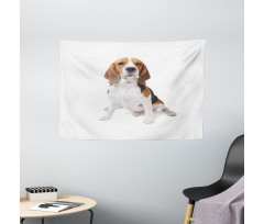 Puppy Dog Friend Posing Wide Tapestry