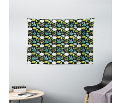 Sketchy Geometric Art Wide Tapestry