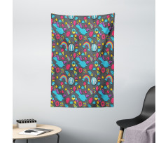 Unicorns Rainbows Cartoon Tapestry