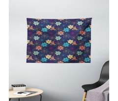 Exotic Hibiscus Design Wide Tapestry
