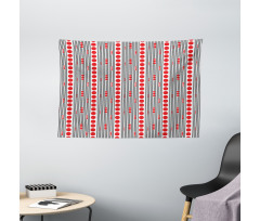 Black Stripes Circles Wide Tapestry
