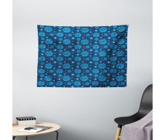 Circle Dots Dandelions Wide Tapestry