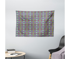 Checkered Floral Retro Wide Tapestry