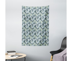 Green Cactus Flowers Tapestry
