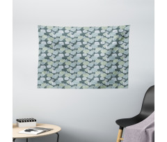 Green Cactus Flowers Wide Tapestry