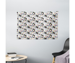 Colorful Dots Scribbles Wide Tapestry