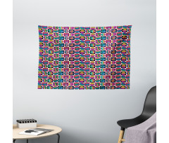 Checkered Doodle Eggs Wide Tapestry