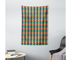 Grid Style Square Pattern Tapestry