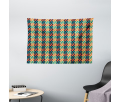 Grid Style Square Pattern Wide Tapestry