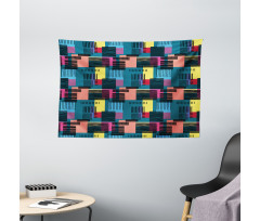 Vintage Geometric Shapes Wide Tapestry
