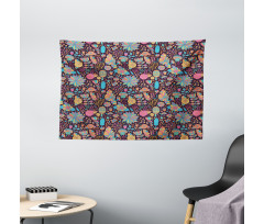 Doodle Scattered Dots Wide Tapestry