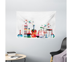 Colorful Instruments Wide Tapestry