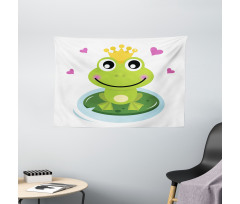 Cartoon Frog Prince Wide Tapestry