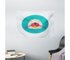 Cartoon Beaver Design Wide Tapestry