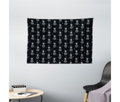 Monochrome Pineapples Wide Tapestry