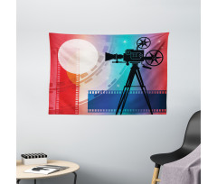 Movie Reel Vintage Motif Wide Tapestry