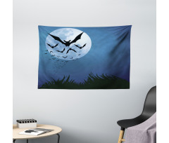 Cloud of Bats Flying Wide Tapestry