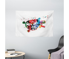 Abstract Turtle Notes Wide Tapestry