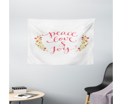 Peace Love Joy Berries Wide Tapestry