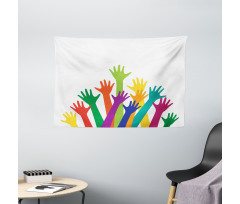 Silhouette of Hands Wide Tapestry