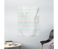 Pixel Zigzag Waves Tapestry