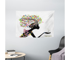 Floral Woman Wide Tapestry