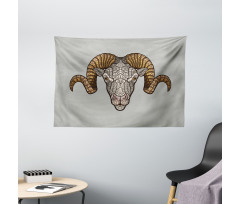 Ram Horns Wide Tapestry