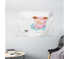 Cartoon Sheep Kids Wide Tapestry