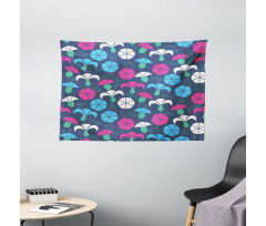 Colorful Bindweed Motif Wide Tapestry