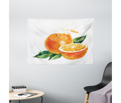 Watercolor Orange Art Wide Tapestry